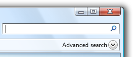 screen shot of advanced search down-arrow button 