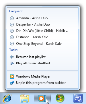 captura de pantalla de la lista de saltos organizada por canciones 