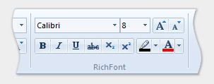 Captura de pantalla del elemento FontControl con el atributo RichFont establecido en true.