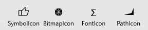 Ejemplos de iconos de botón de barra de aplicaciones.