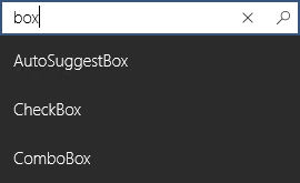 Cuadro de sugerencias automáticas con un icono y sugerencias