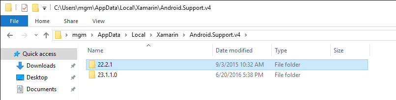 Example folder location for 22.2.1 support library