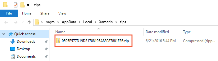 Example of the r16.zip repository being renamed to 0595E577D19D31708195A83087881EE6.zip