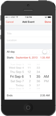 This can be seen in the system calendar app
