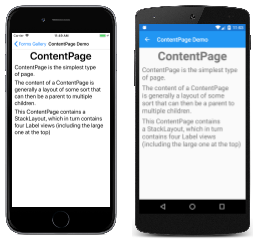 Ejemplo de ContentPage Ejemplo de ContentPage