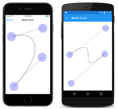 Triple screenshot of the Bezier Curve page