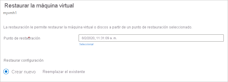 Asistente para restaurar la configuración de máquinas virtuales