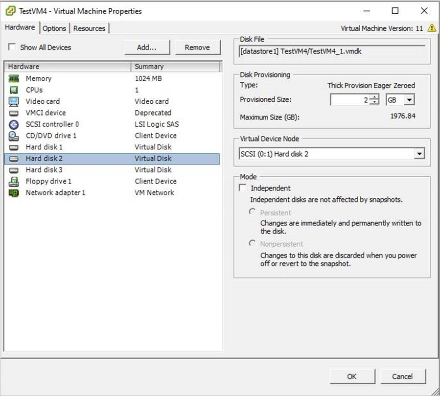 Captura de pantalla que muestra el disco duro que se va a excluir.
