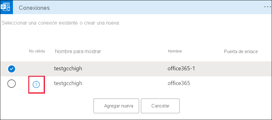 Captura de pantalla que muestra cómo seleccionar el icono de información.
