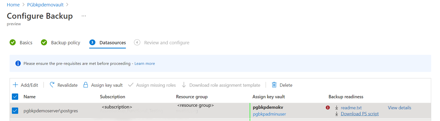 Captura de pantalla que muestra un almacén de respaldo accediendo a secretos desde un almacén de claves.