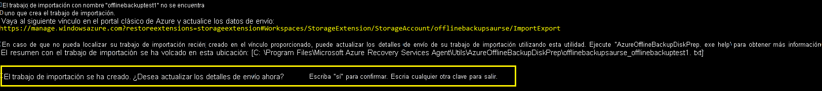 Captura de pantalla que muestra la opción para actualizar la información de envío.