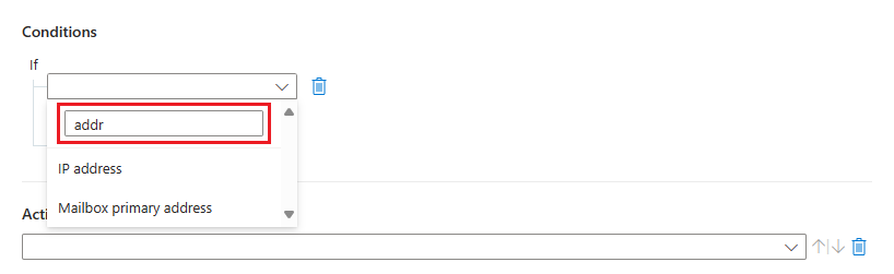 Captura de pantalla de escribir en un cuadro de búsqueda para filtrar la lista de opciones.