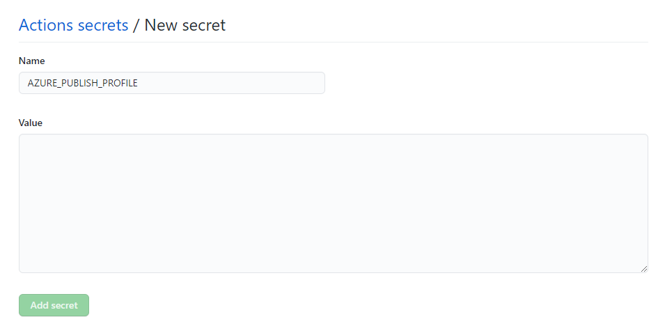 GitHub/ Configuración/Secreto: Agregar nuevo secreto de repositorio