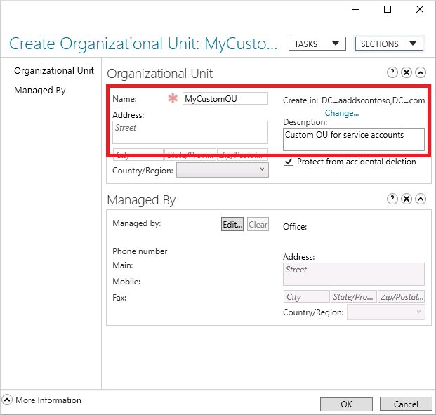 Creación de una unidad organizativa personalizada desde el Centro de administración de Active Directory
