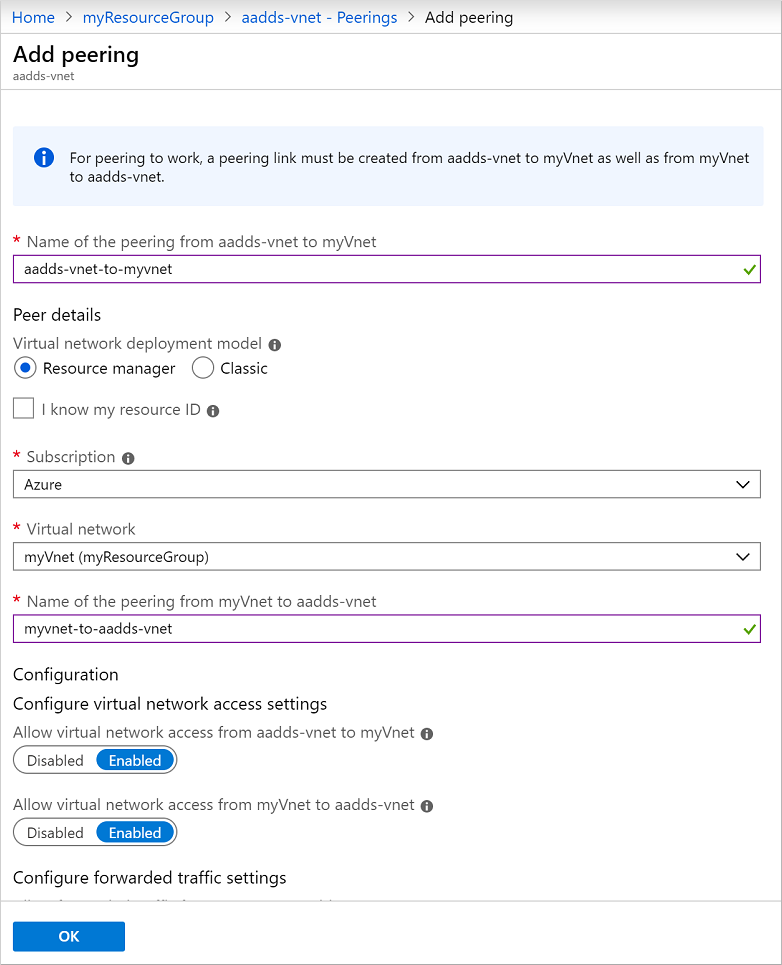 Configura el emparejamiento de redes virtuales en el centro de administración de Microsoft Entra