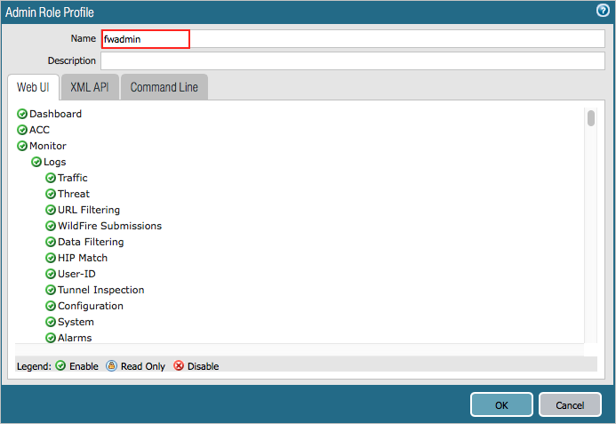 Configure el rol de administrador de Palo Alto Networks.