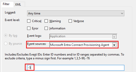 Captura de pantalla del Visor de eventos de Windows.