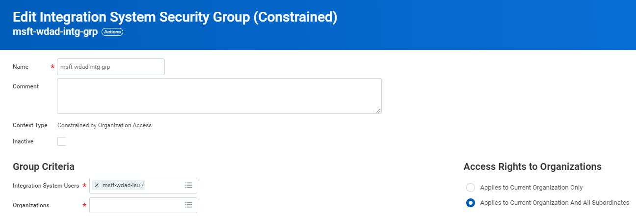 Captura de pantalla de Editar grupo de seguridad.