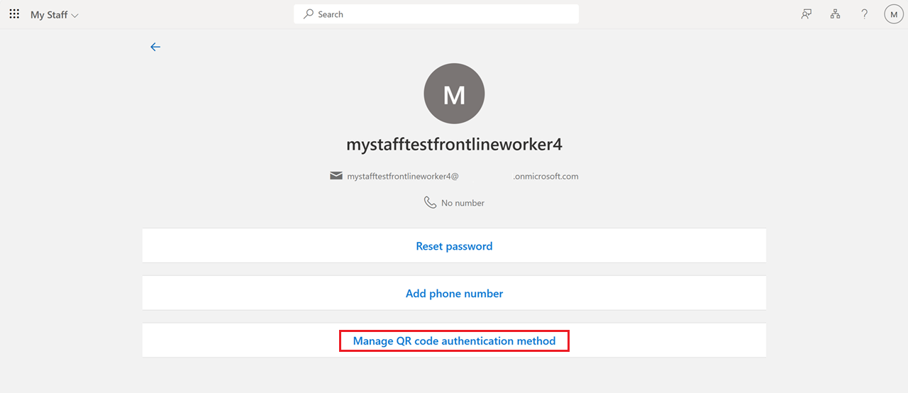 Captura de pantalla que muestra cómo administrar un método de autenticación de código QR.