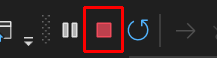 Botón Detener en la barra de menús de Visual Studio
