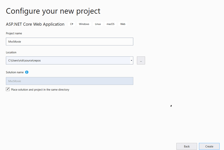 Configuración del nuevo proyecto