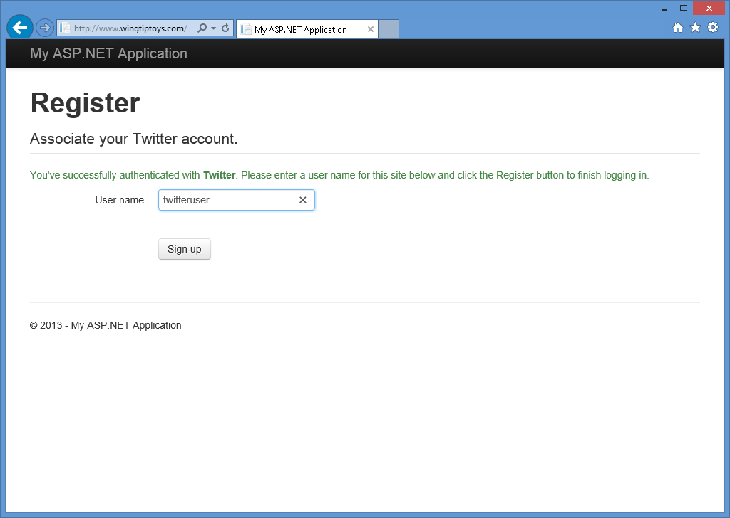 Haga clic para expandir la imagen imagen de la cuenta de Twitter para asociar en la aplicación web