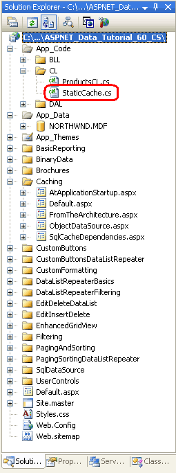 Crear la clase StaticCache.cs en la carpeta CL