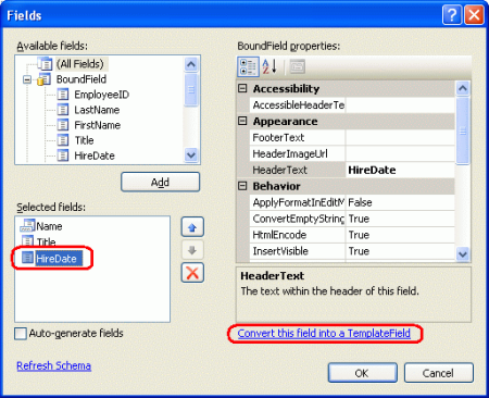 Convertir HiredDate BoundField en TemplateField