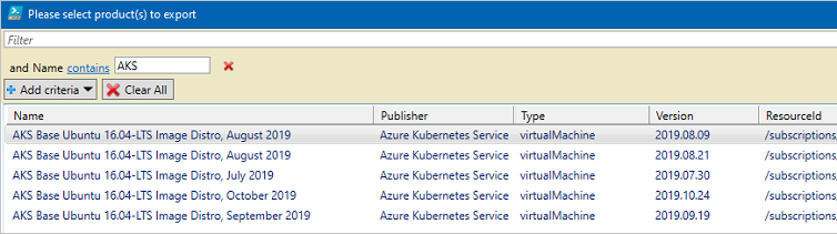 Selección de registros de Azure Stack