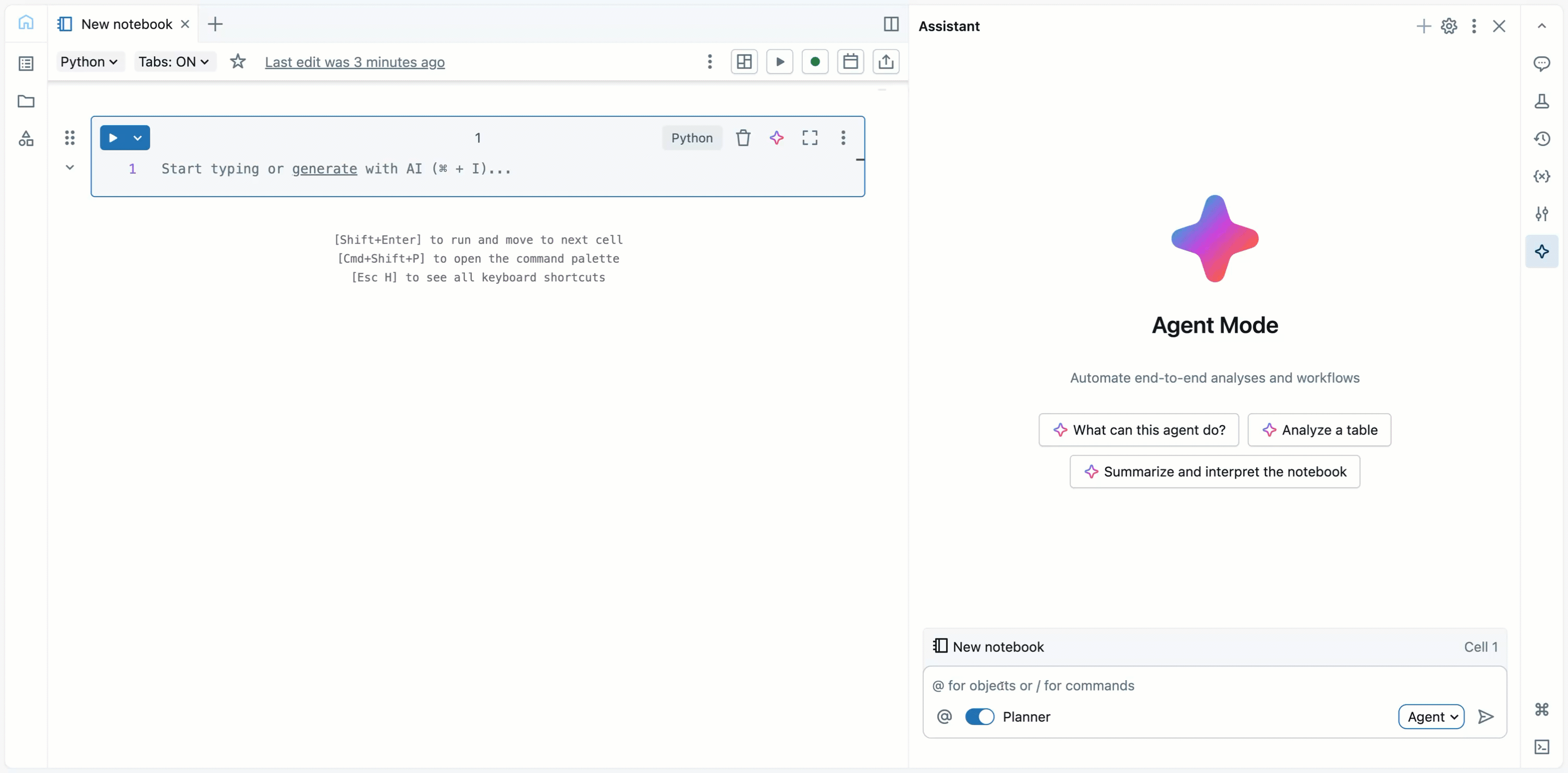 Data Science Agent crea un cuaderno para EDA.