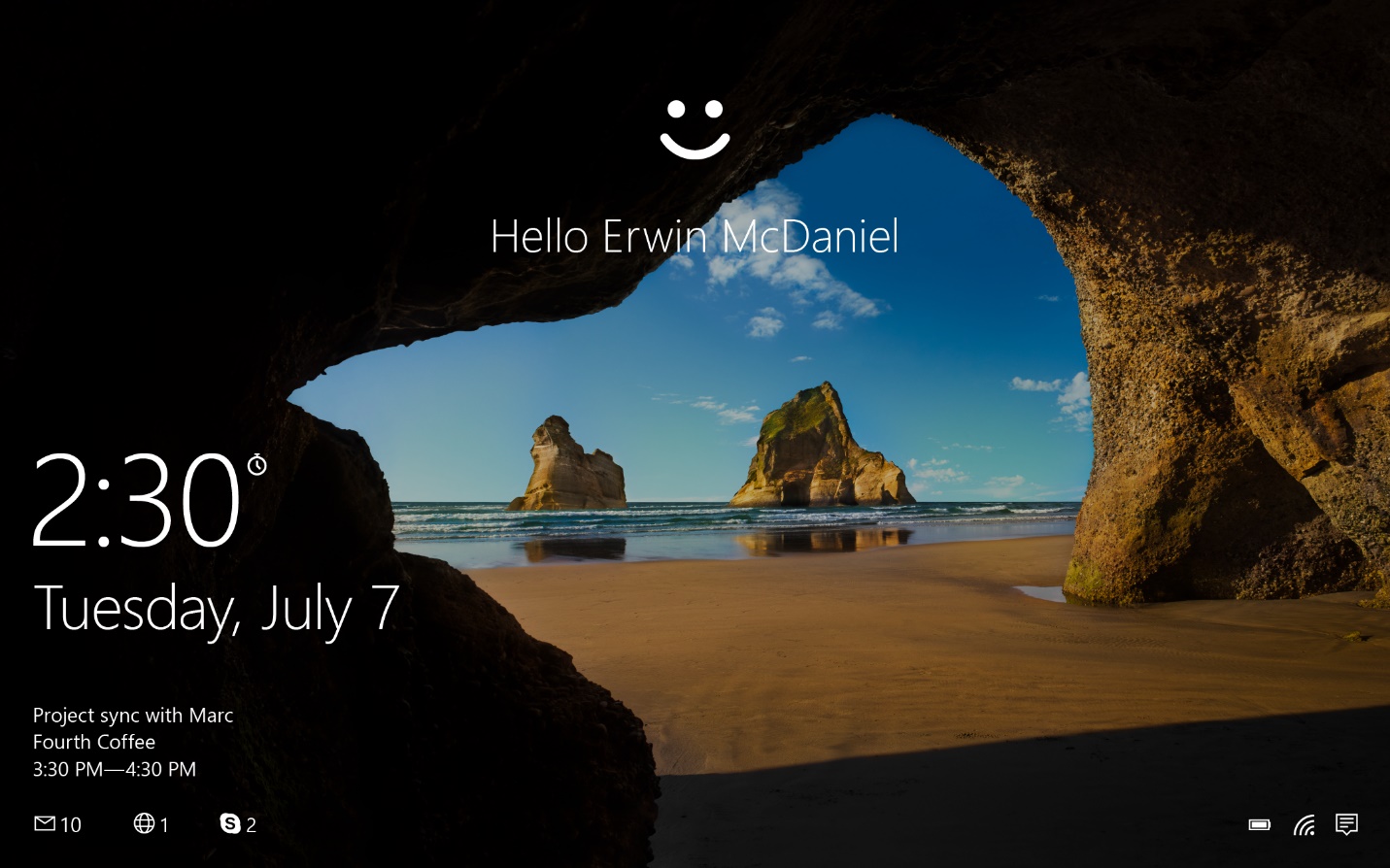 Ejemplo de inicio de sesión de un usuario con Windows Hello para empresas