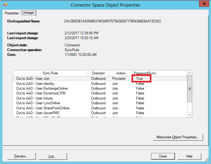 Connector Space Object Properties dialog box