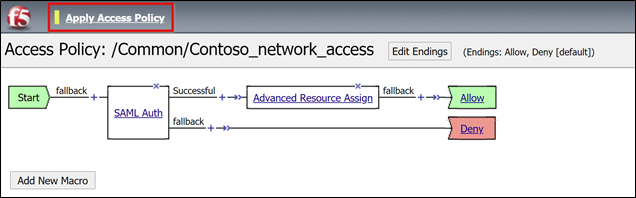 Captura de pantalla de la opción Apply Access Policy.