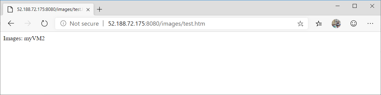 Prueba de la dirección URL de imágenes en la puerta de enlace de aplicaciones