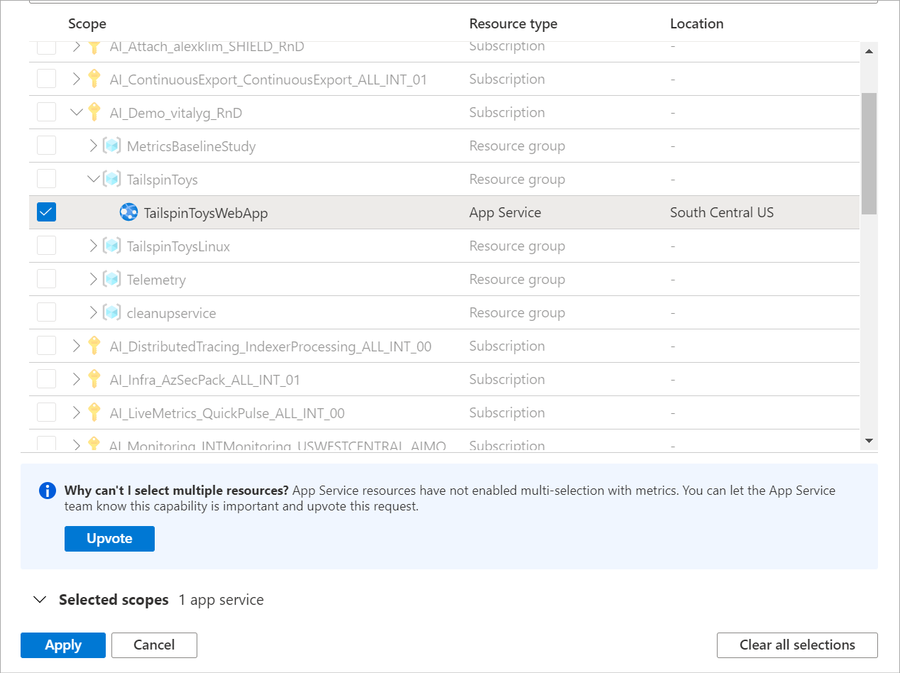 Captura de pantalla que muestra un único recurso.