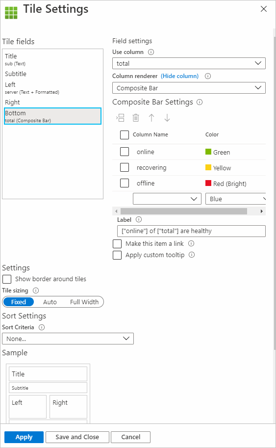Captura de pantalla que muestra la configuración de iconos de la barra compuesta con la configuración anterior.