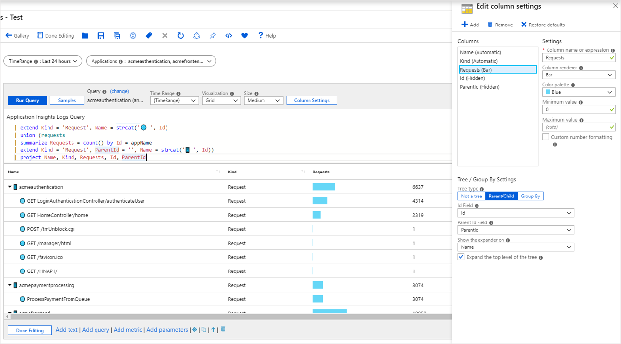 Captura de pantalla que muestra la vista de un resumen de iconos con la configuración.