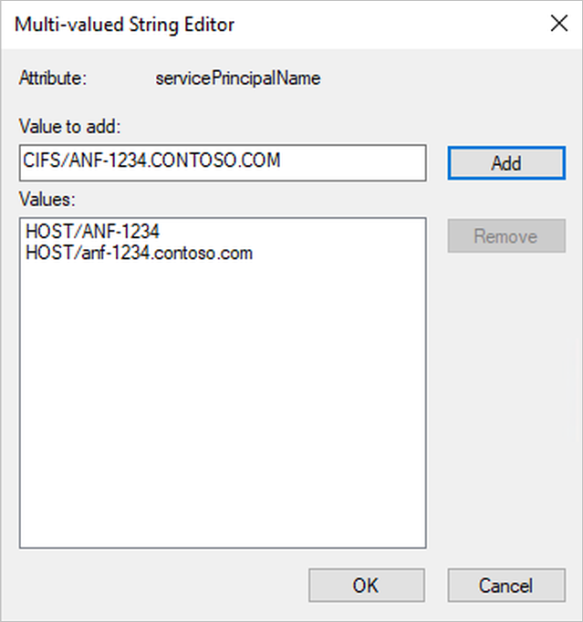 Screenshot of multi-value string editor window.