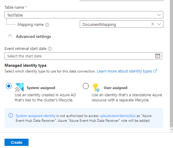 Captura de pantalla del panel de conexión de datos, que muestra la configuración avanzada.