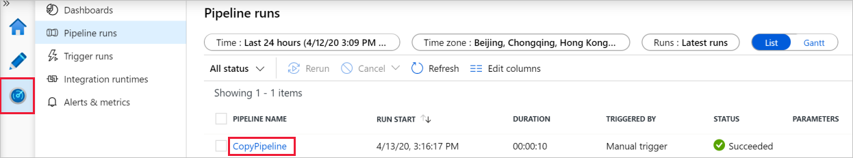 Supervisión de las ejecuciones de canalización