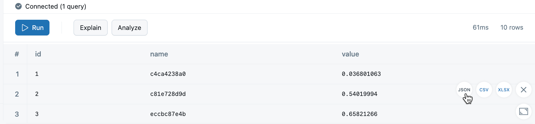 Exportación del Editor de SQL de Lakebase