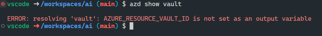 Captura de pantalla que muestra el error del recurso de Azure.