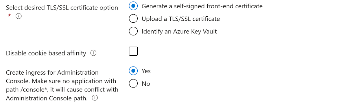 Captura de pantalla de Azure Portal que muestra el clúster de Oracle WebLogic Server en AKS, panel Equilibrio de carga.