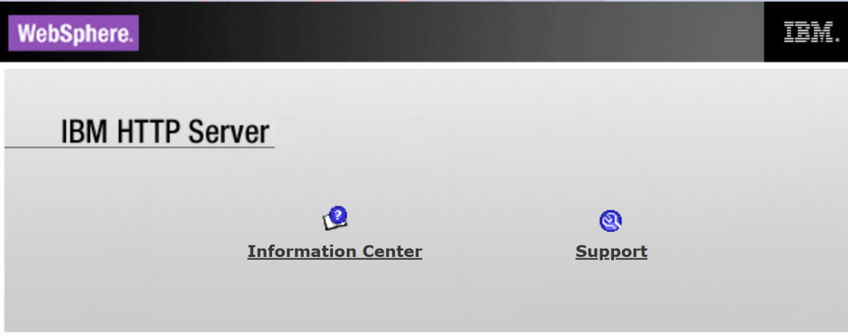 Captura de pantalla de la pantalla de bienvenida del servidor HTTP de IBM.