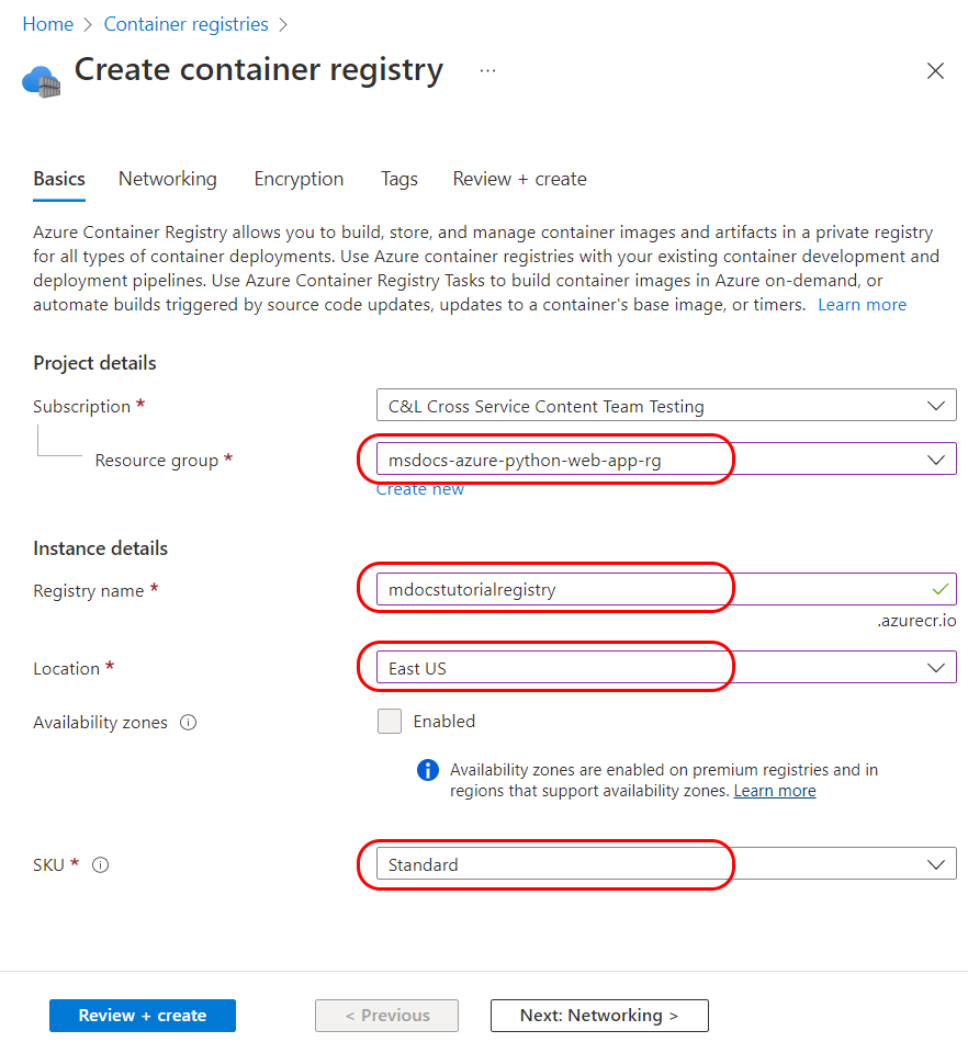 Captura de pantalla que muestra cómo especificar un nuevo registro en Azure Portal.