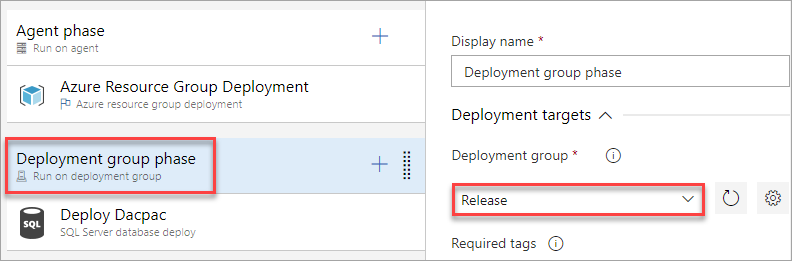 Configuración de la fase del grupo de implementación.