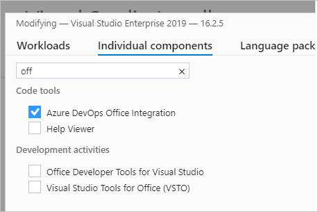 Comprobación de la integración de Office de Azure DevOps