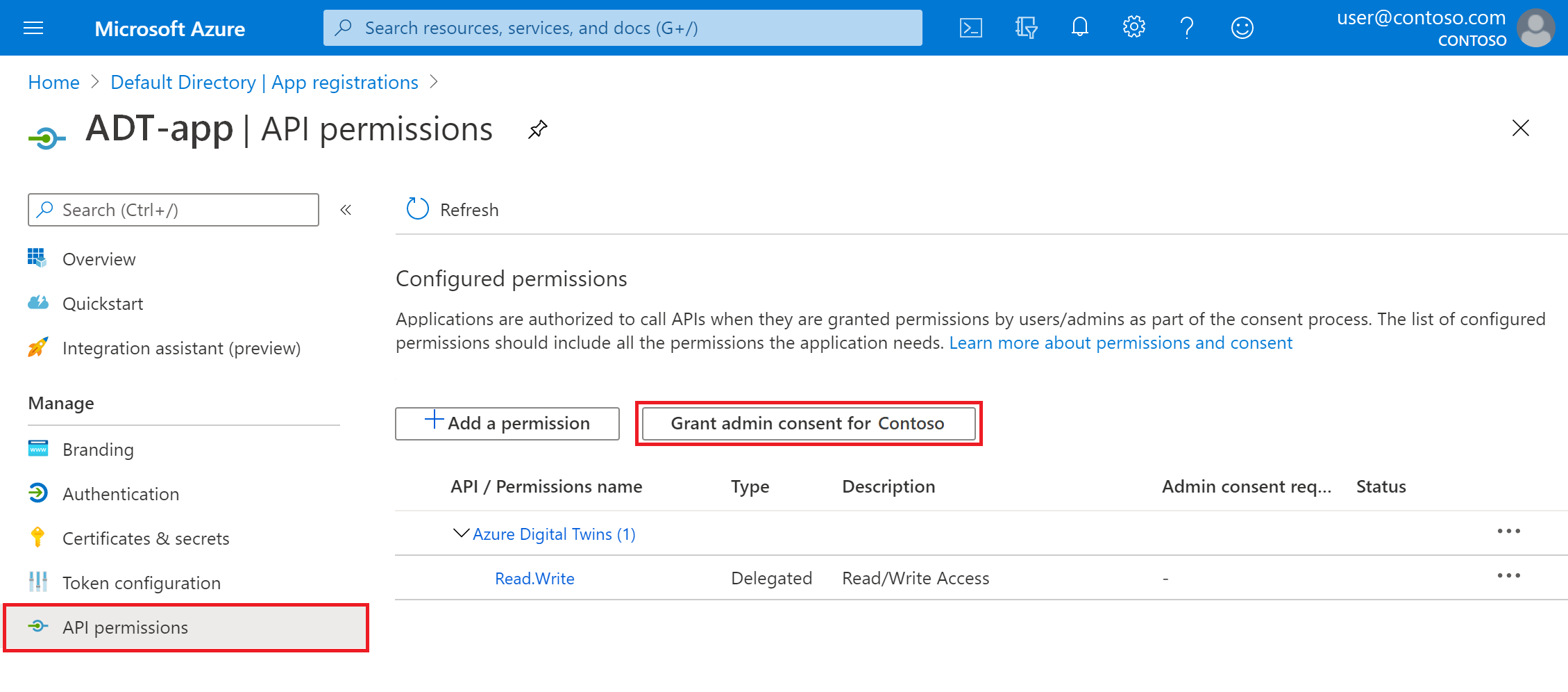 Captura de pantalla de Azure Portal que muestra el botón