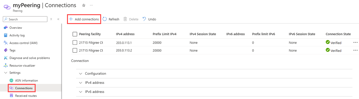 Captura de pantalla que muestra cómo agregar una conexión de emparejamiento.