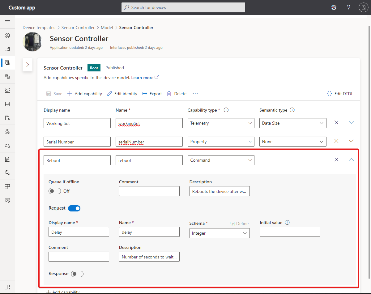Captura de pantalla que muestra cómo agregar comandos.
